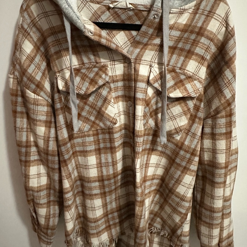Women's Plaid Button Down Shirt with Hood